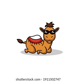 cute cool camel mascot logo design