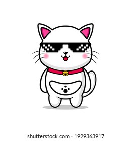 cute cool cat design mascot kawaii