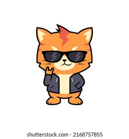 Gatos geniales lindo con gafas de azadón y gafas de sol ilustraciones vectoriales de dibujos animados