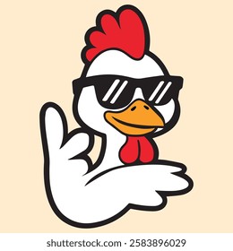 Cute Cool Chicken Wearing Jacket And Glasses Cartoon Vector, Hip Hop Chicken Vector, cartoon chicken