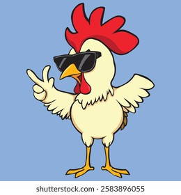 Cute Cool Chicken Wearing Jacket And Glasses Cartoon Vector, Hip Hop Chicken Vector, cartoon chicken