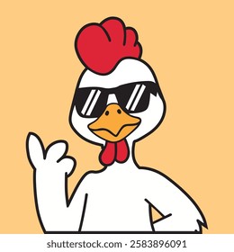 Cute Cool Chicken Wearing Jacket And Glasses Cartoon Vector, Hip Hop Chicken Vector, cartoon chicken