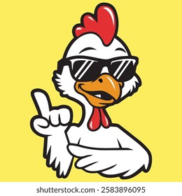 Cute Cool Chicken Wearing Jacket And Glasses Cartoon Vector, Hip Hop Chicken Vector, cartoon chicken