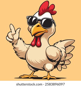 Cute Cool Chicken Wearing Jacket And Glasses Cartoon Vector, Hip Hop Chicken Vector, cartoon chicken