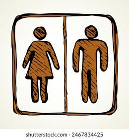 Cute cool employees loo website set element on white backdrop. Outline black ink hand drawn simple flat round web ui gent partner group love logo emblem image in retro art doodle cartoon print style