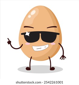 cute cool expression of chicken egg wear sunglasses cartoon character