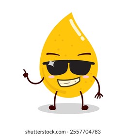 cute cool expression of gold drop cartoon character wear sunglasses 