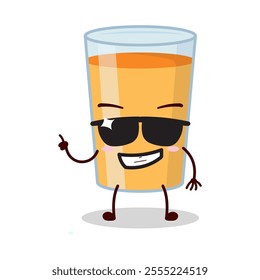 cute cool expression of orange juice cartoon character wear sunglasses 