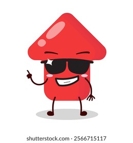 cute cool expression of red arrow cartoon character wear sunglasses 
