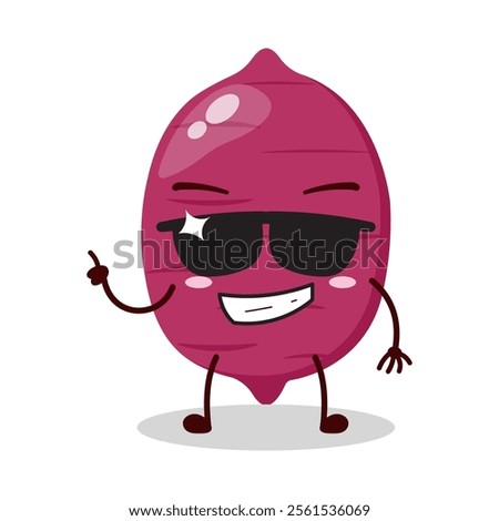cute cool expression of sweet potato cartoon character wear sunglasses 
