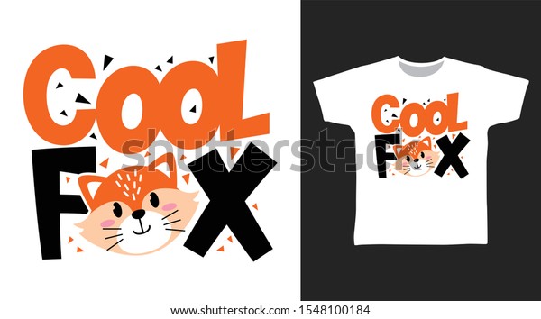 Cute Cool Fox Tshirt Apparel Trendy Stock Vector Royalty Free
