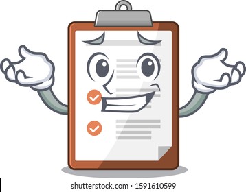 Cute and Cool Grinning clipboard Scroll mascot cartoon style