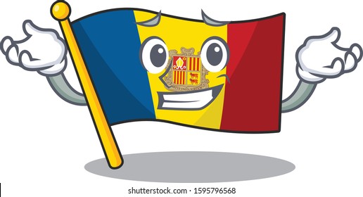 Cute and Cool Grinning flag andorra Scroll mascot cartoon style