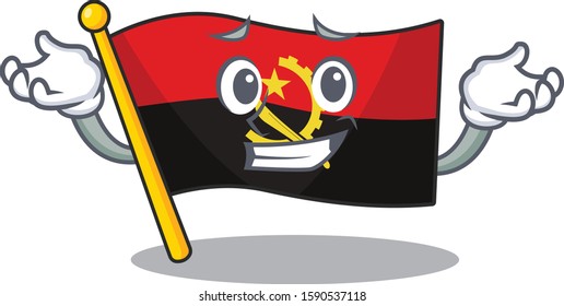 Cute and Cool Grinning flag angola Scroll mascot cartoon style