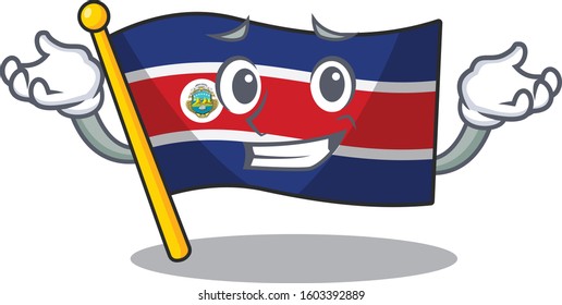 Cute and Cool Grinning flag costa rica Scroll mascot cartoon style