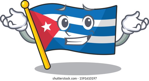 Cute and Cool Grinning flag cuba Scroll mascot cartoon style
