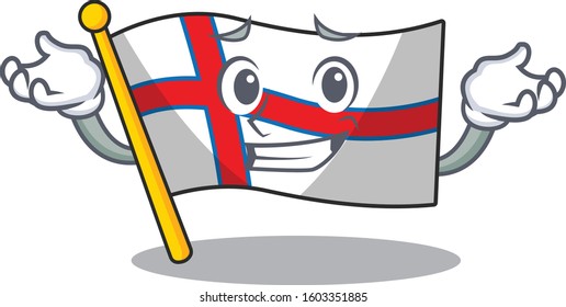 Cute and Cool Grinning flag faroe island Scroll mascot cartoon style