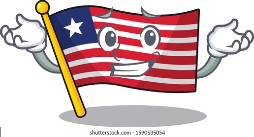 Cute and Cool Grinning flag liberia Scroll mascot cartoon style