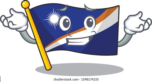Cute and Cool Grinning flag marshall island Scroll mascot cartoon style