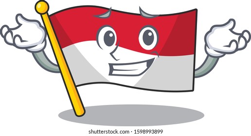 Cute and Cool Grinning flag monaco Scroll mascot cartoon style