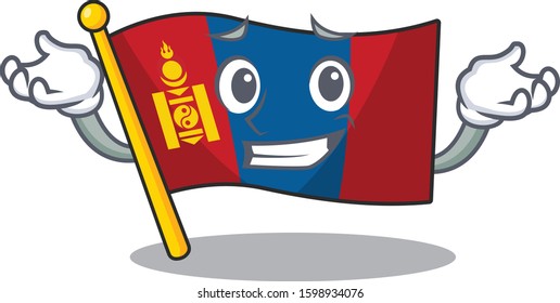Cute and Cool Grinning flag mongolia Scroll mascot cartoon style