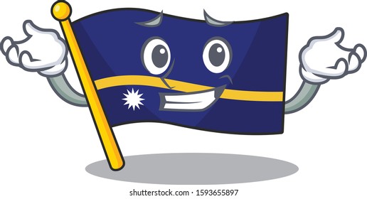 Cute and Cool Grinning flag nauru Scroll mascot cartoon style