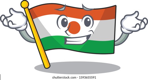 Cute and Cool Grinning flag niger Scroll mascot cartoon style
