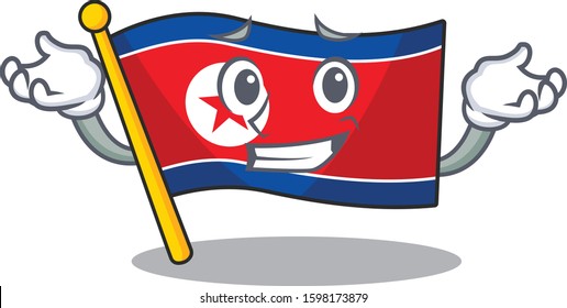 Cute and Cool Grinning flag north korea Scroll mascot cartoon style
