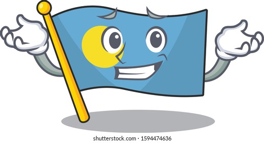Cute and Cool Grinning flag palau Scroll mascot cartoon style