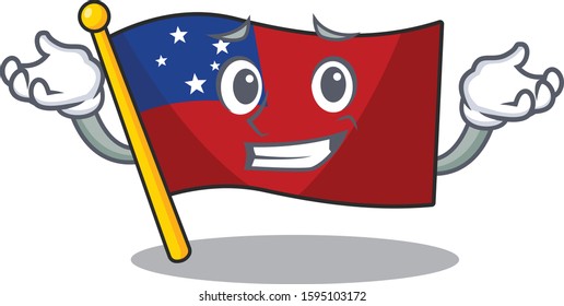 Cute and Cool Grinning flag samoa Scroll mascot cartoon style