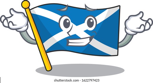 Cute and Cool Grinning flag scotland Scroll mascot cartoon style