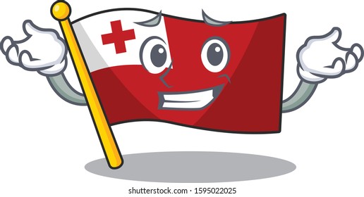 Cute and Cool Grinning flag tonga Scroll mascot cartoon style