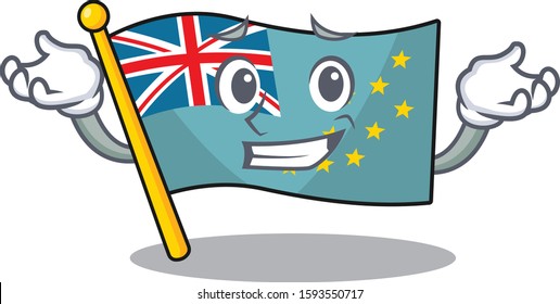 Cute and Cool Grinning flag tuvalu Scroll mascot cartoon style