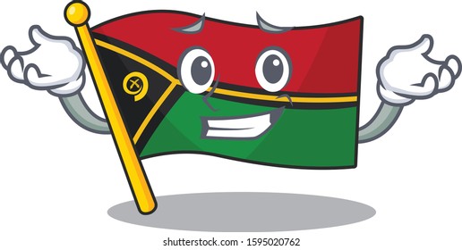 Cute and Cool Grinning flag vanuatu Scroll mascot cartoon style