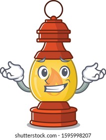 Cute and Cool Grinning lantern Scroll mascot cartoon style