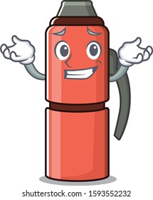 Cute and Cool Grinning thermos bottle Scroll mascot cartoon style