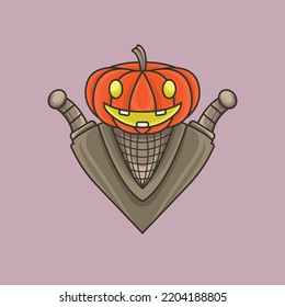cute and cool halloween pumpkin ninja shinobi design