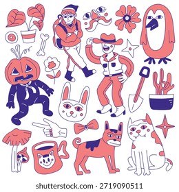 Cute and Cool Hand drawn Sticker Element Collection