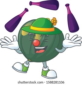 Cute and cool Juggling acorn squash cartoon character