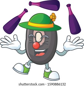 Cute and cool Juggling black beans cartoon character