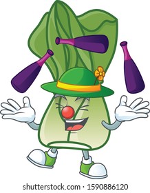 Cute and cool Juggling bok choy cartoon character