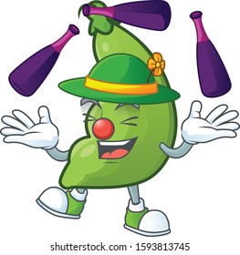 Cute and cool Juggling broad beans cartoon character