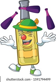 Cute and cool Juggling champagne yellow bottle cartoon character