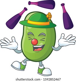 Cute and cool Juggling green beans cartoon character