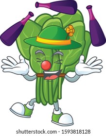 Cute and cool Juggling spinach cartoon character