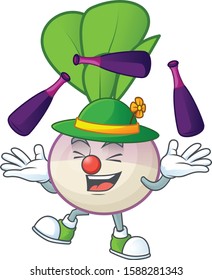 Cute and cool Juggling turnip cartoon character