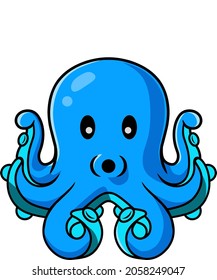 Cute and cool looking octopus icon illustration