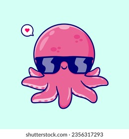 Cute Cool Octopus Wearing Glasses Cartoon Vector Icon
Illustration. Animal Fashion Icon Concept Isolated Premium
Vector. Flat Cartoon Style