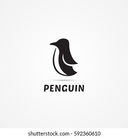 Cute cool penguin silhouette black white 
