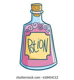 Cute and cool purple potion in a bottle - vector.